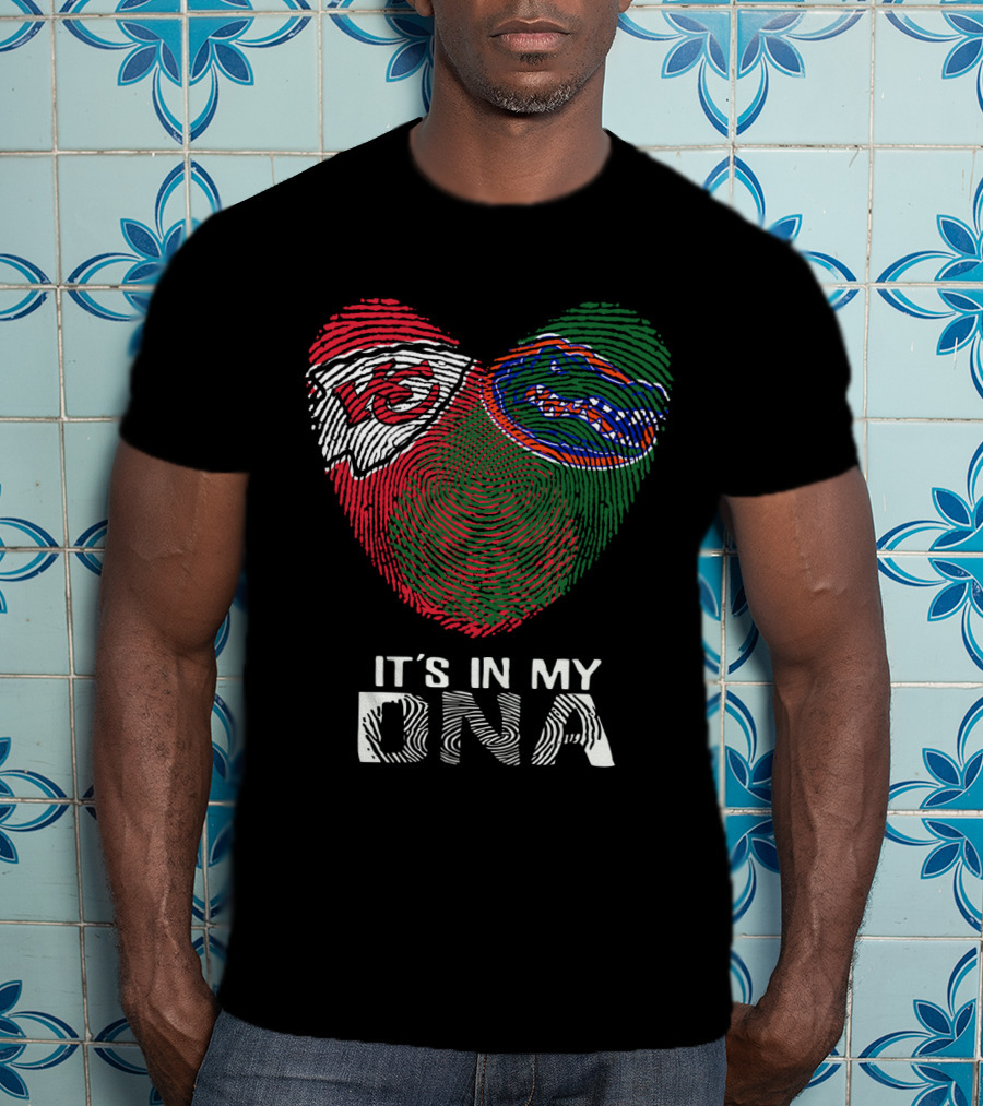 Chiefs Gators It's In My DNA Fingerprint Heart T-Shirt