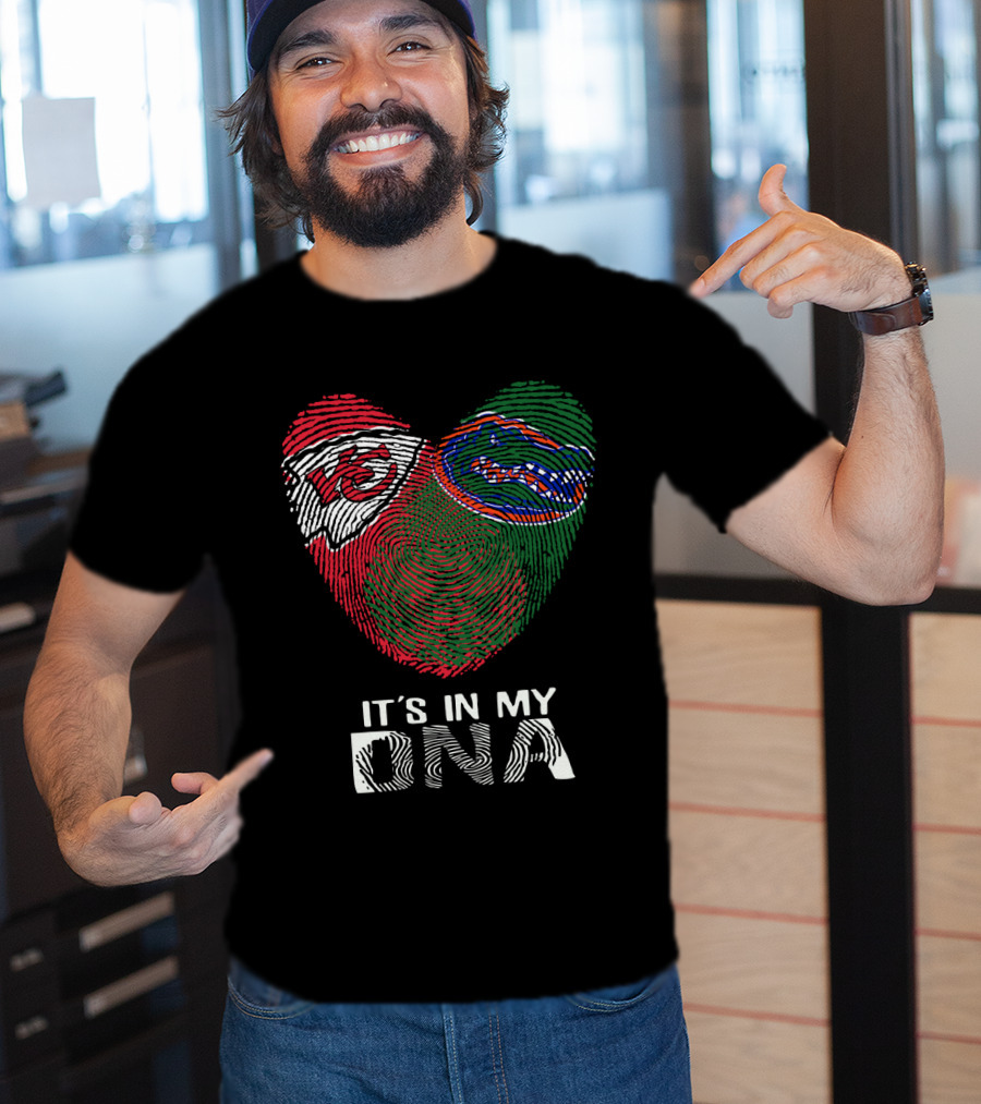 Chiefs Gators It's In My DNA Fingerprint Heart T-Shirt