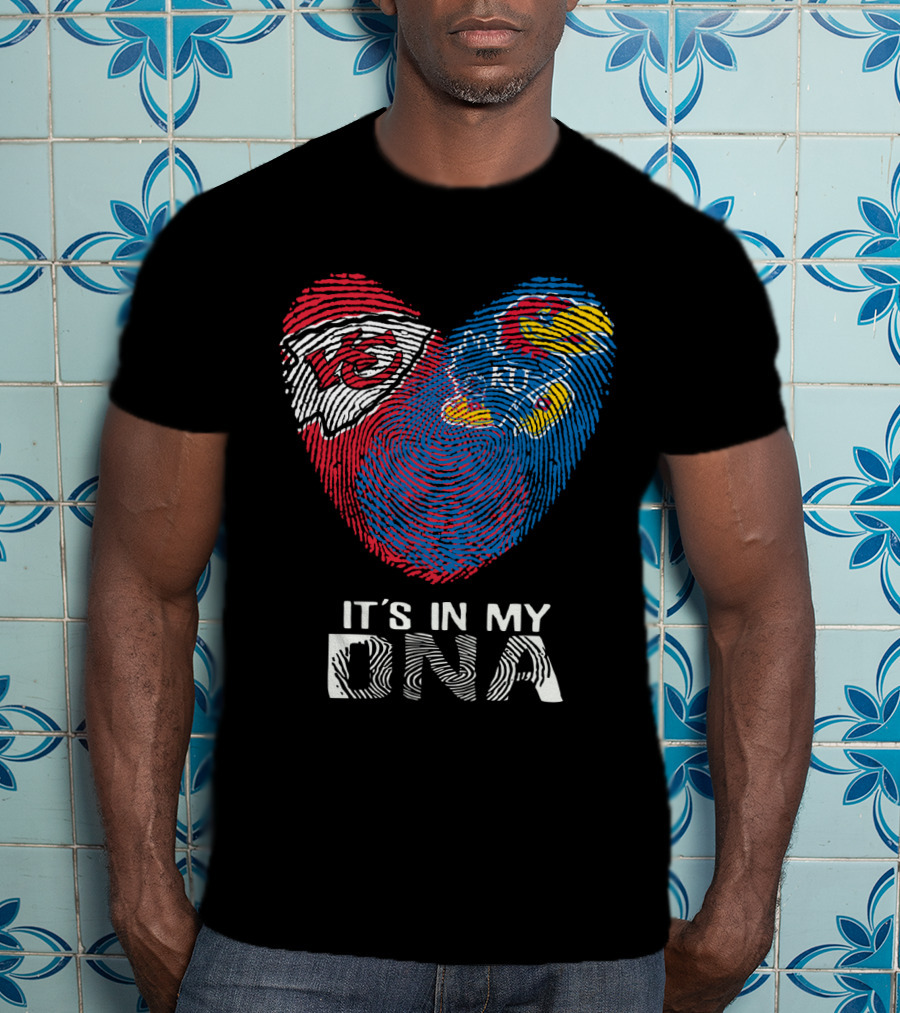 Chiefs KU Jayhawks It's In My DNA Fingerprint Heart T-Shirt