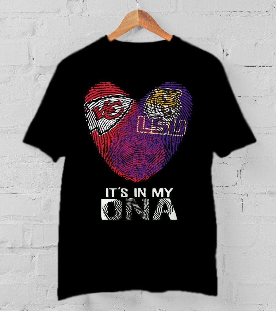 Chiefs LSU It's In My DNA Fingerprint Heart Tiger T-Shirt