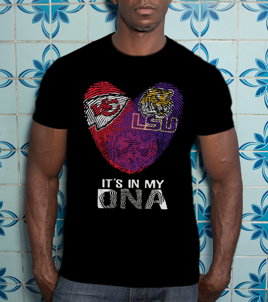 Chiefs LSU It's In My DNA Fingerprint Heart Tiger T-Shirt