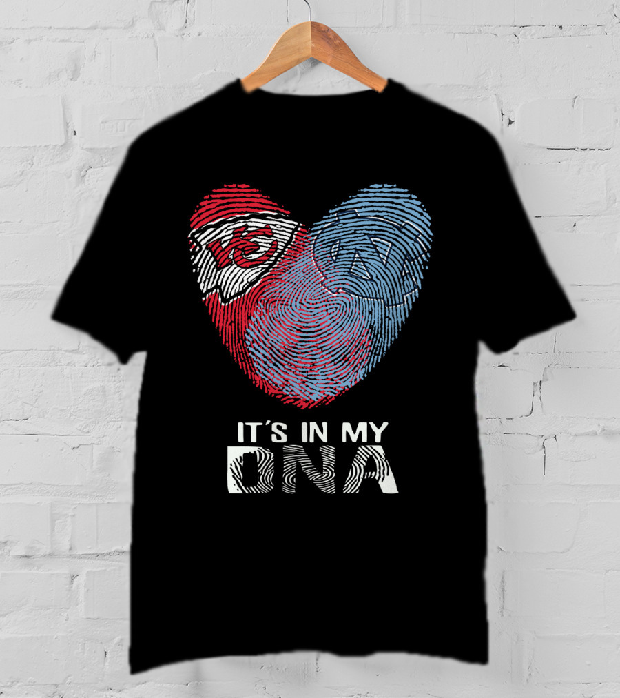 Chiefs Tar Heels It's In My DNA Heart Fingerprint T-Shirt