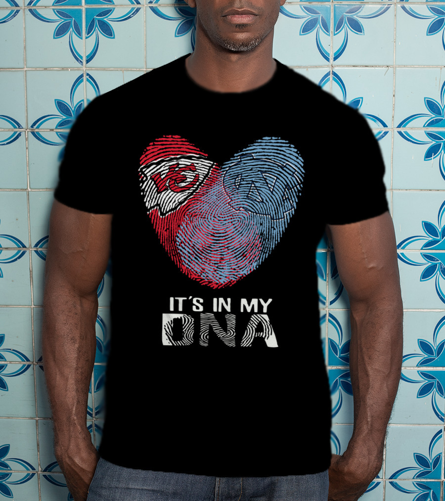 Chiefs Tar Heels It's In My DNA Heart Fingerprint T-Shirt