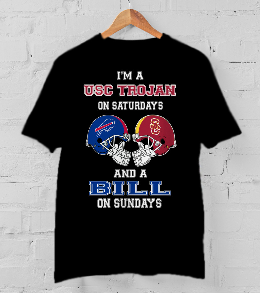 USC Trojan On Saturdays And A Bill On Sundays Football Helmets T-Shirt
