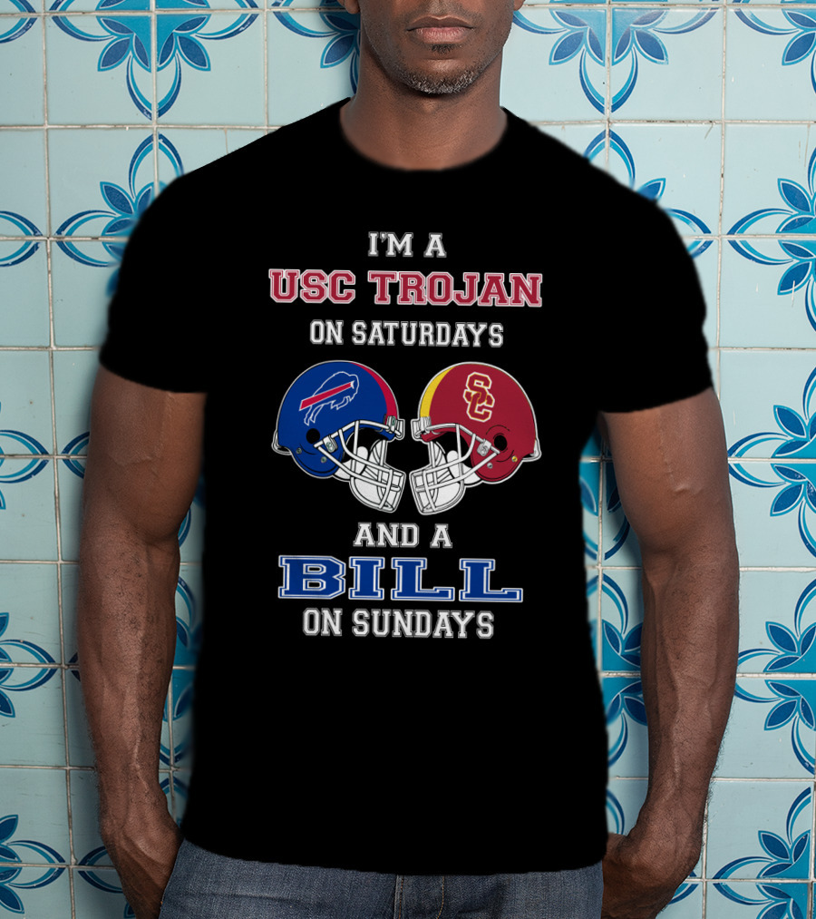 USC Trojan On Saturdays And A Bill On Sundays Football Helmets T-Shirt