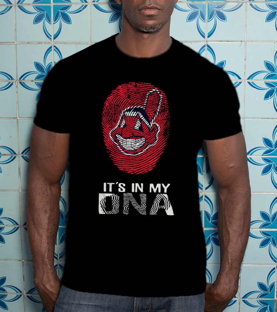 It's In My DNA Indians Fingerprint Face T-Shirt