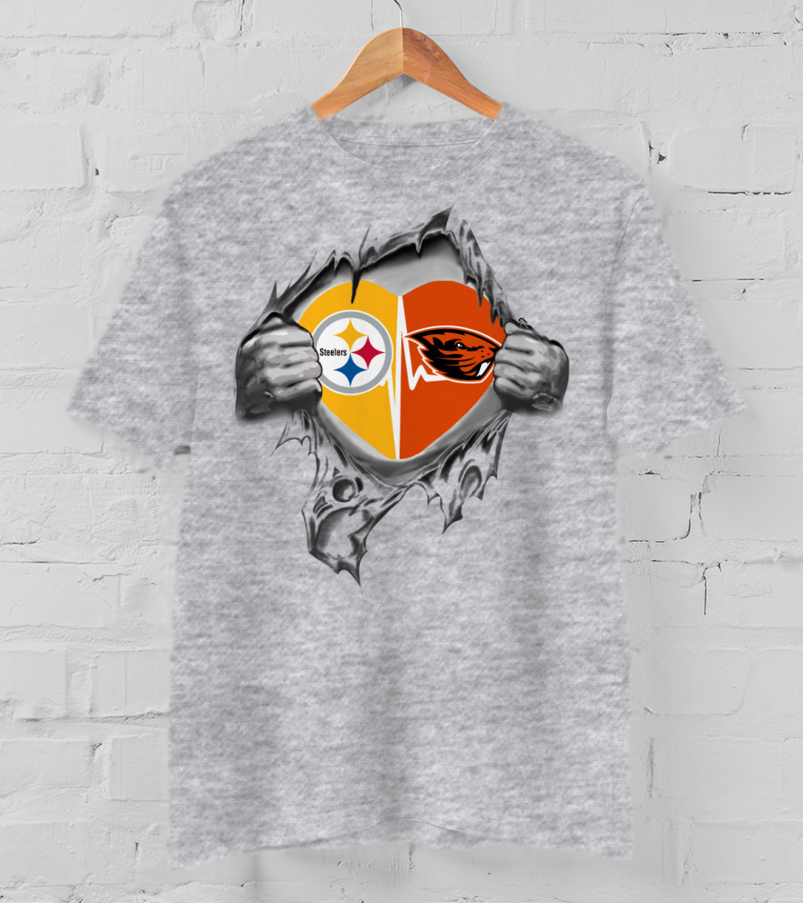Steelers Beavers Heart Dual Loyalty Fan Passion T-Shirt