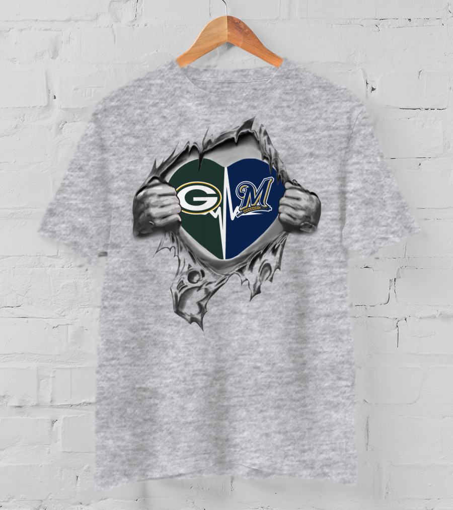 Green Bay Packers Milwaukee Brewers In My Heart T-Shirt