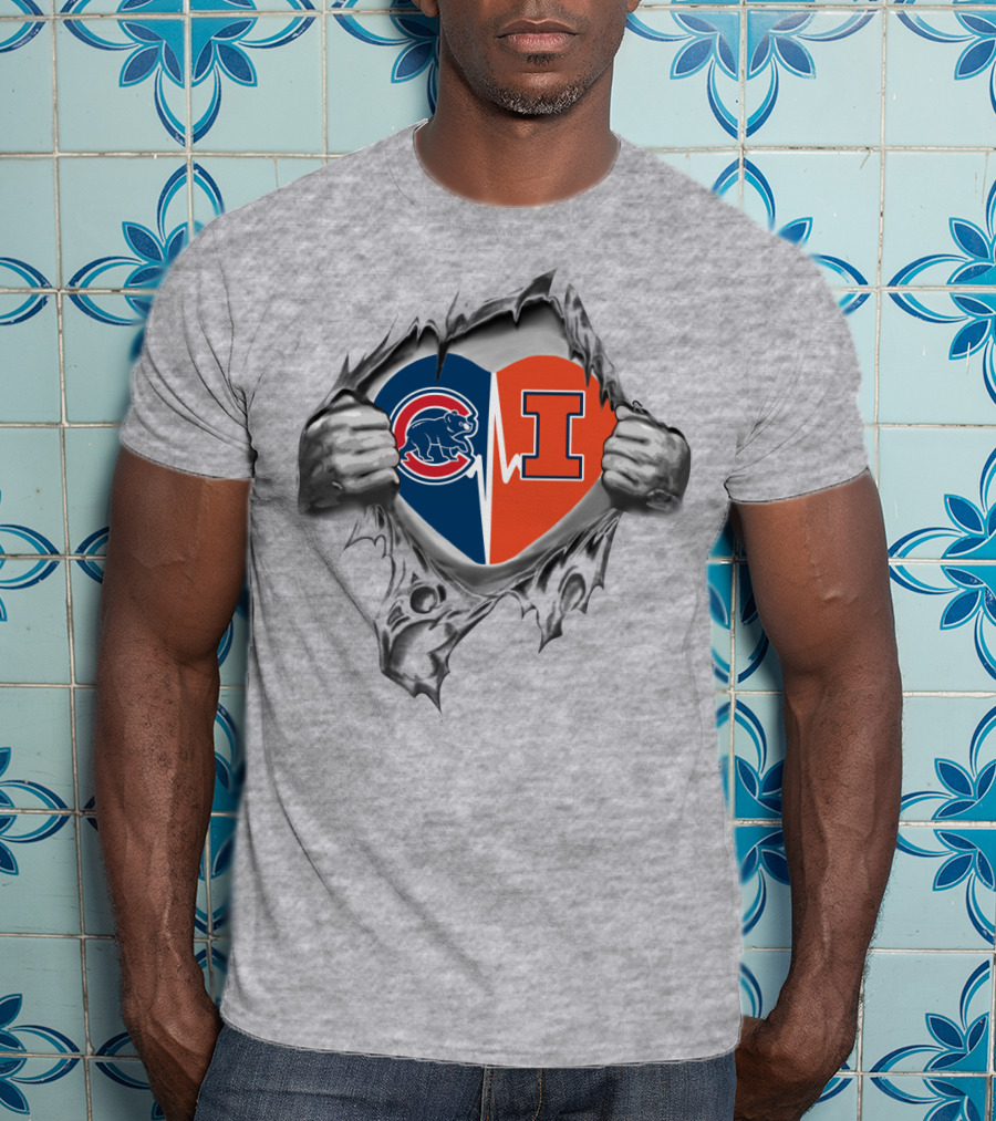 Cubs Illinois Heartbeat Dual Loyalty T-Shirt