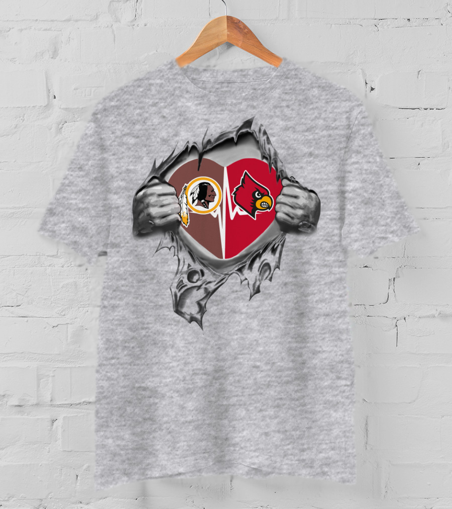 Redskins Cardinals Heart Torn Football Fan Loyalty T-Shirt
