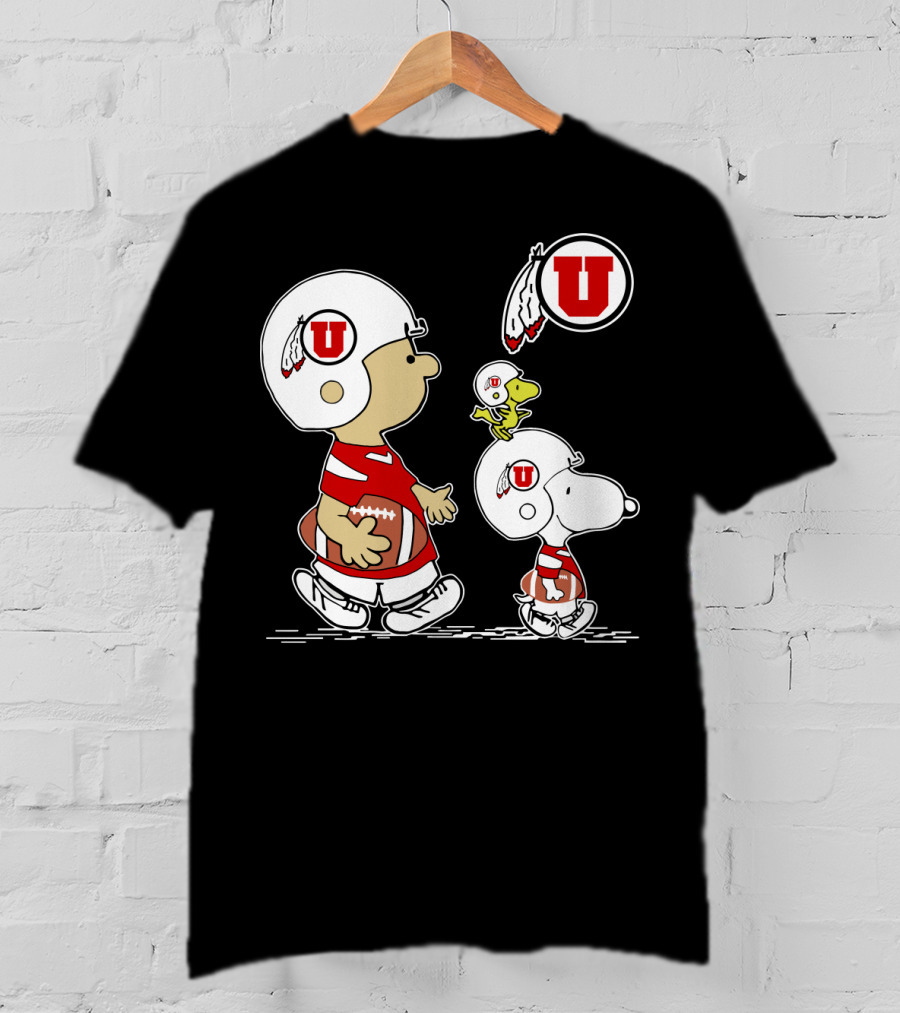 Utah Utes Football Snoopy And Woodstock Team Helmets T-Shirt