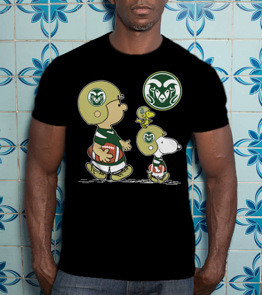 Colorado State Rams Snoopy And Woodstock Football Helmets T-Shirt