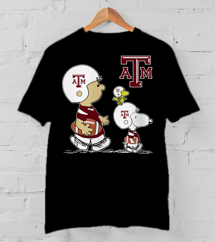 Texas A&M Aggies Snoopy Peanuts Football Woodstock T-Shirt