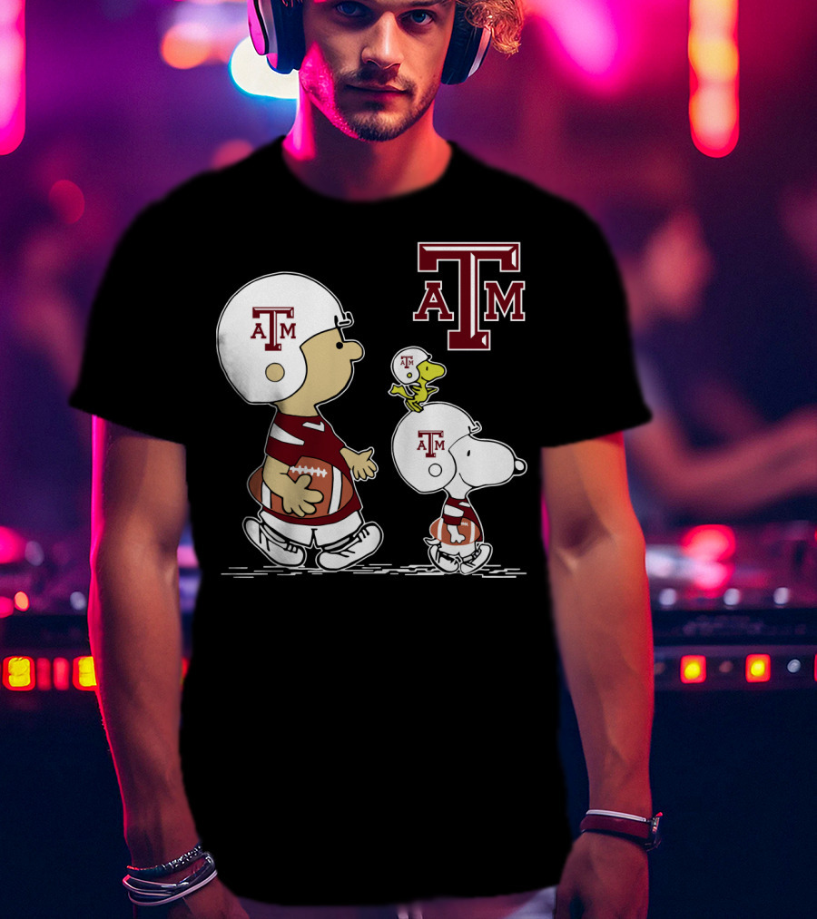 Texas A&M Aggies Snoopy Peanuts Football Woodstock T-Shirt