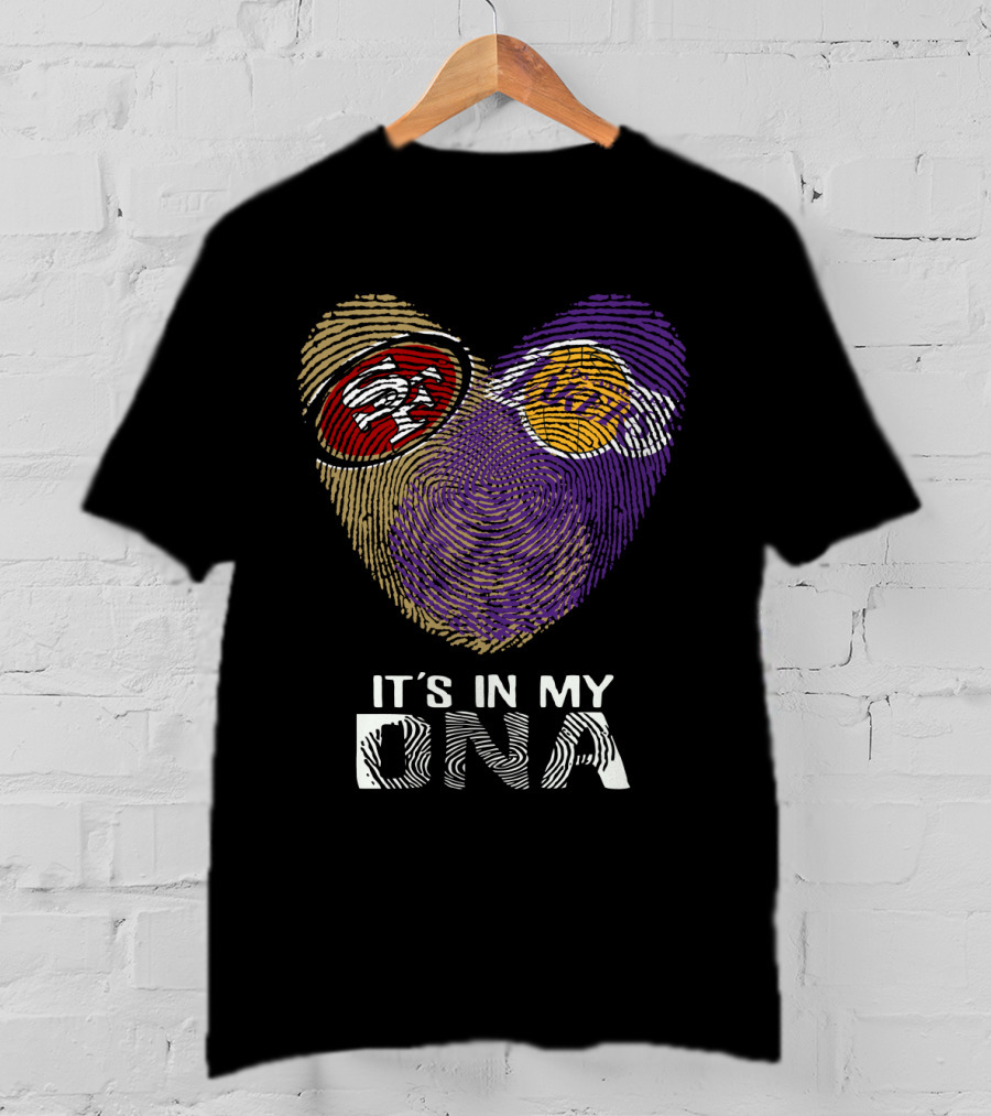 49ers Lakers It's In My DNA Fingerprint Heart T-Shirt