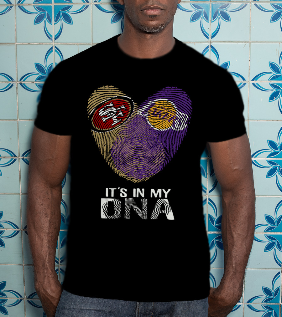 49ers Lakers It's In My DNA Fingerprint Heart T-Shirt