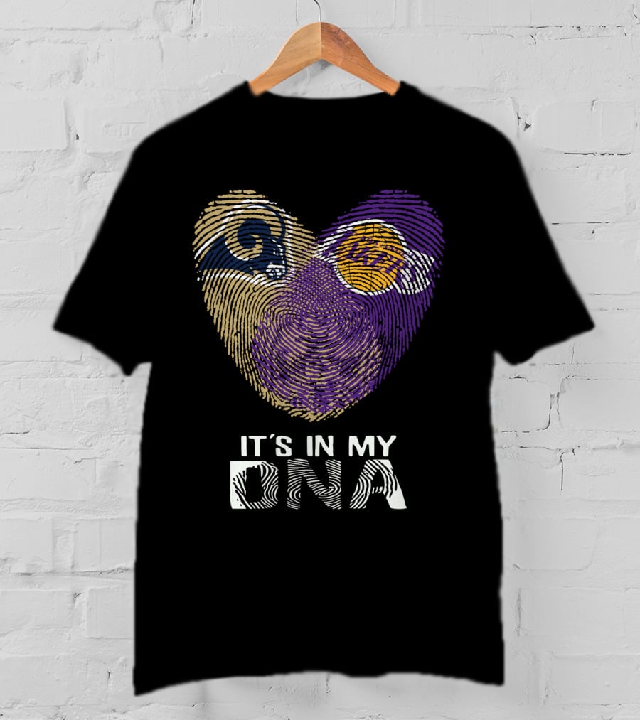 Rams Lakers It's In My Dna Fingerprint Heart T-Shirt