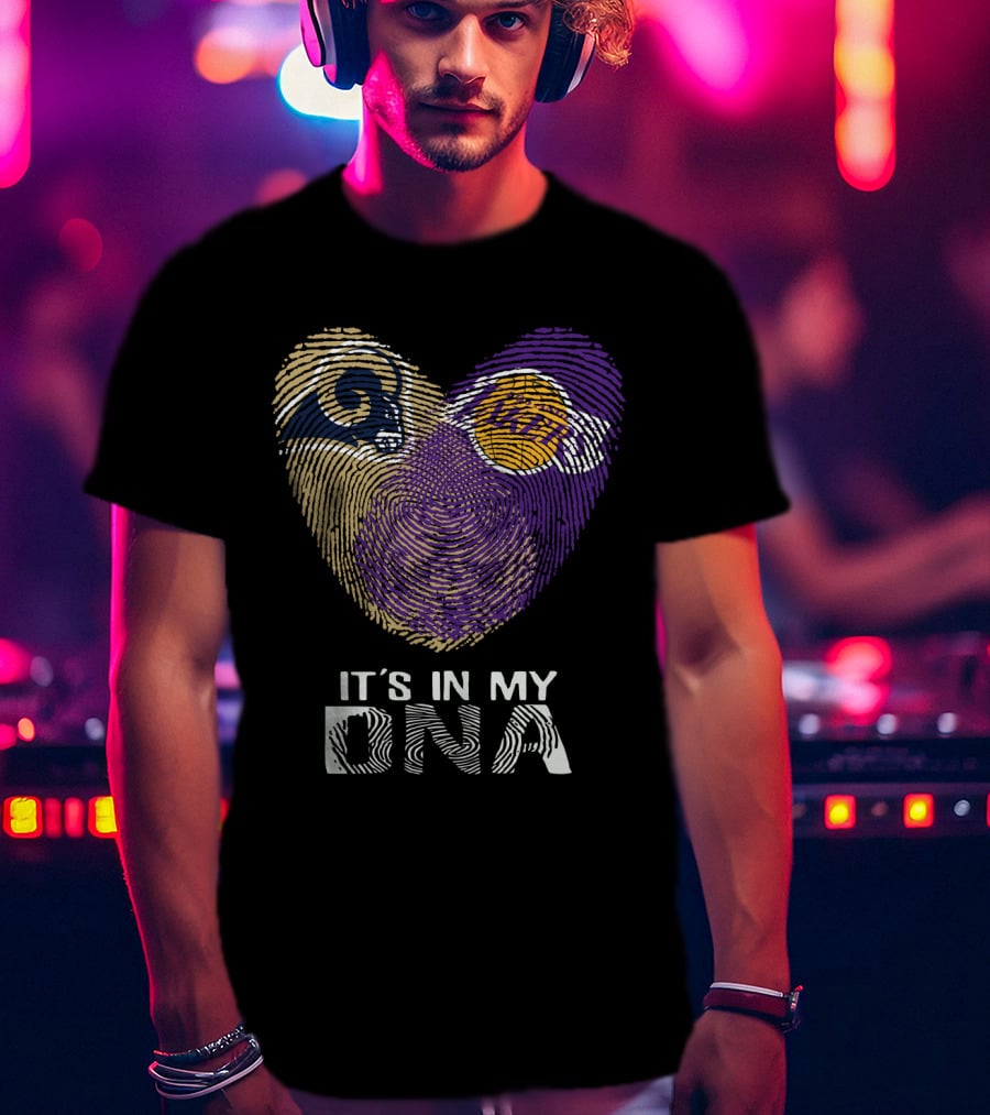 Rams Lakers It's In My Dna Fingerprint Heart T-Shirt