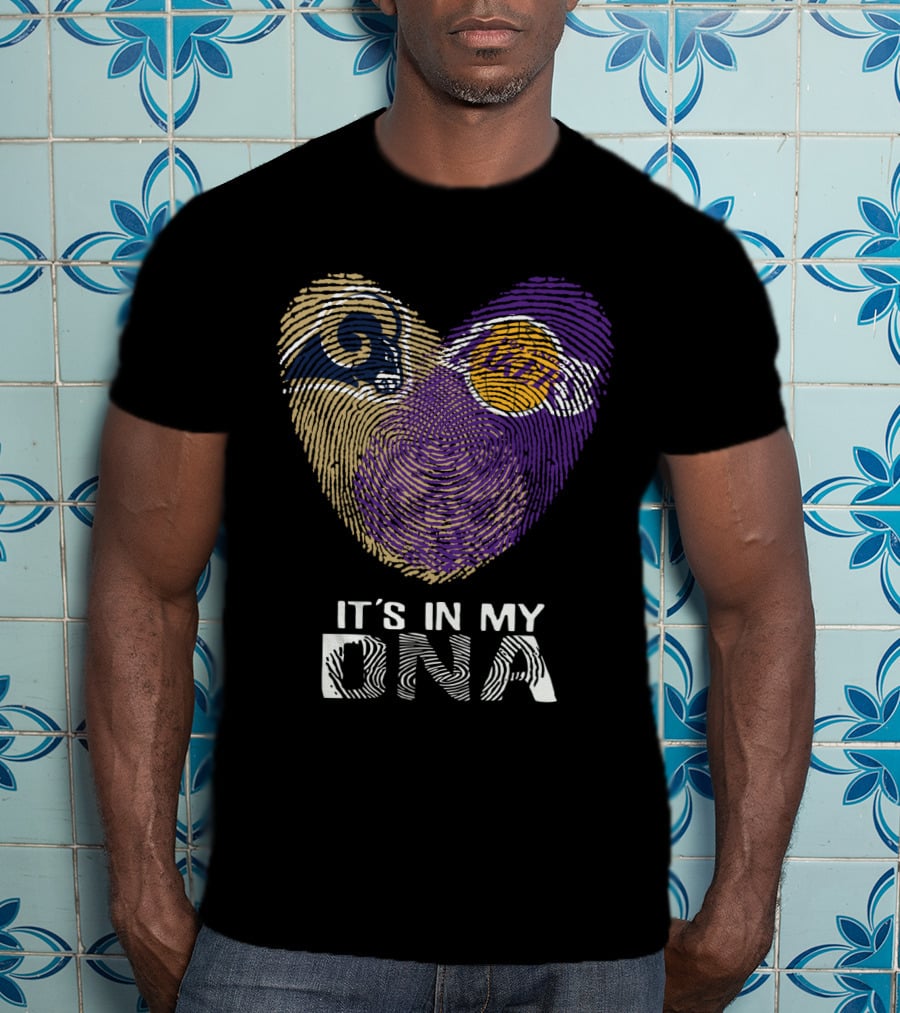 Rams Lakers It's In My Dna Fingerprint Heart T-Shirt