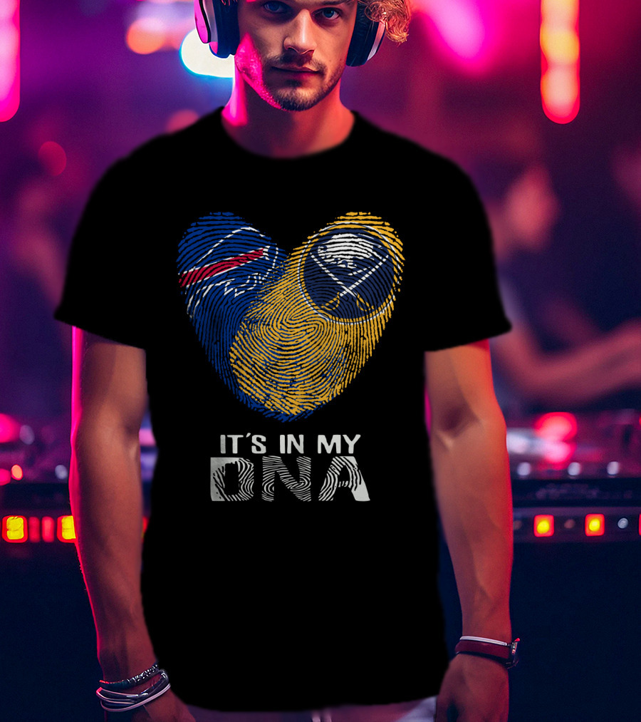 Buffalo Bills Sabres It's In My DNA Fingerprint Heart T-Shirt