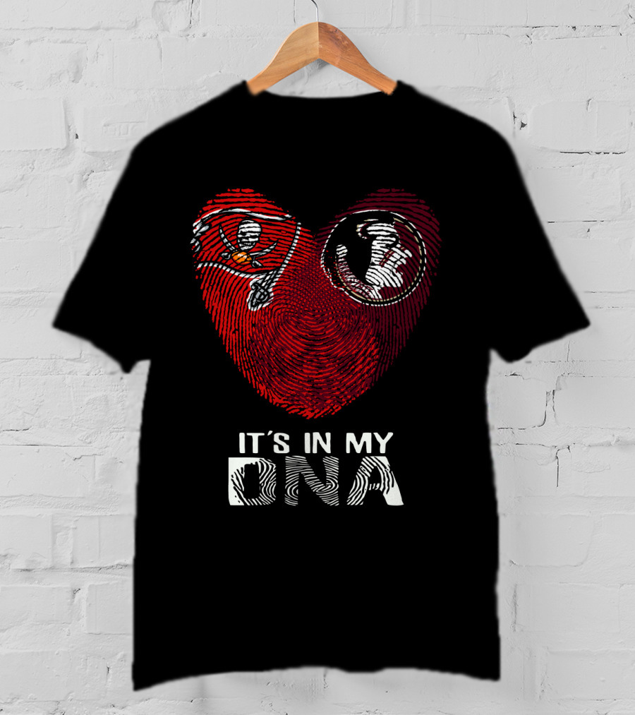 Buccaneers Seminoles It's In My Dna Fingerprint Heart T-Shirt