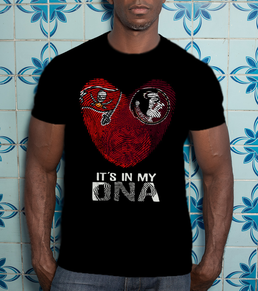 Buccaneers Seminoles It's In My Dna Fingerprint Heart T-Shirt