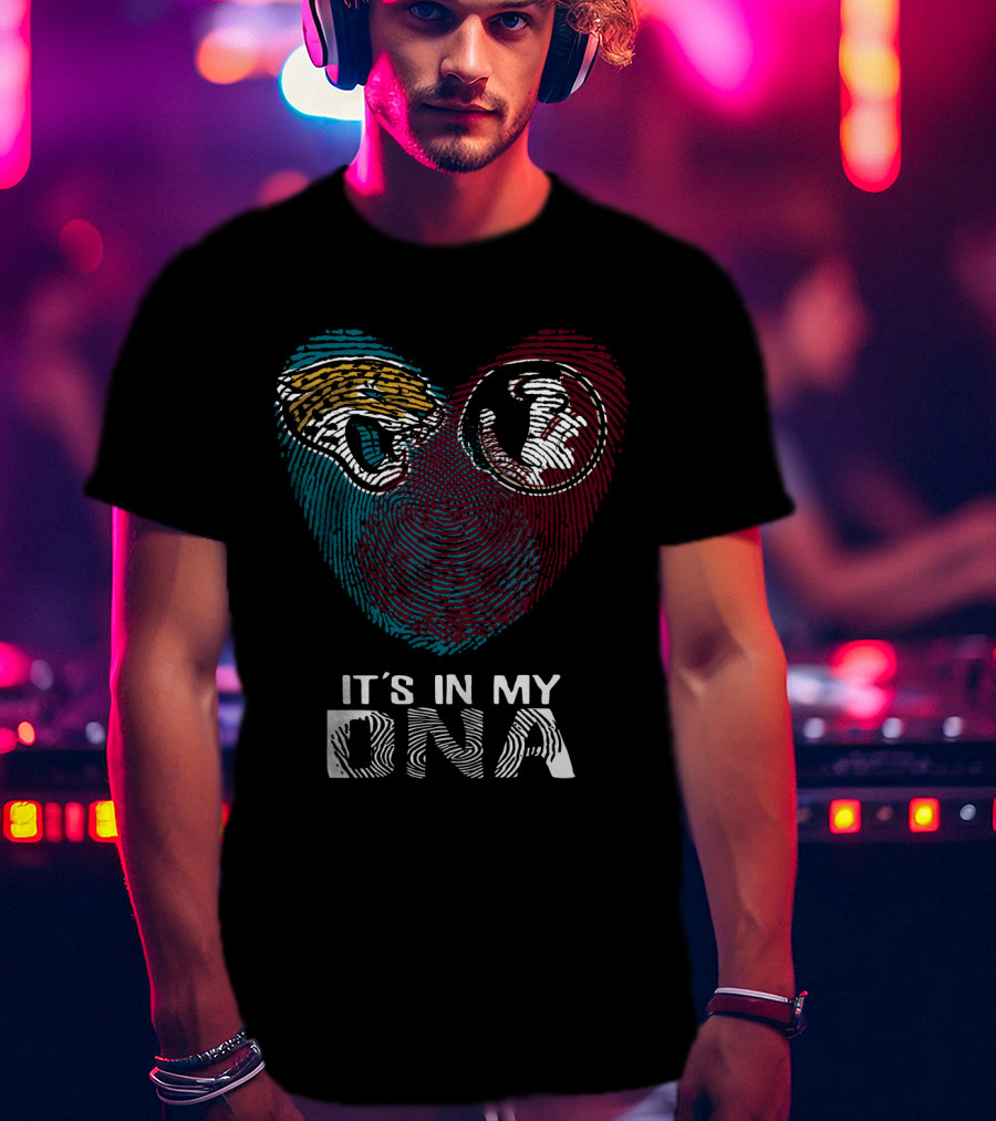 Jaguars Seminoles It's In My DNA Fingerprint Heart T-Shirt