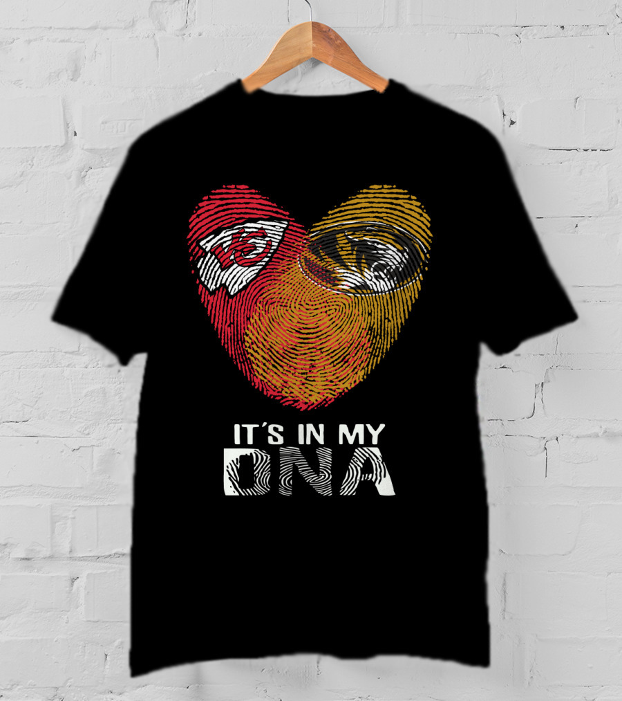 Chiefs Missouri Tigers It's In My Dna Fingerprint Heart T-Shirt