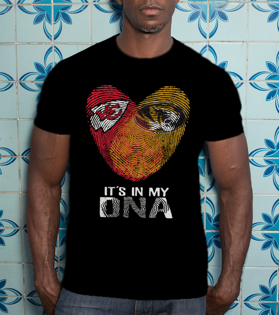 Chiefs Missouri Tigers It's In My Dna Fingerprint Heart T-Shirt