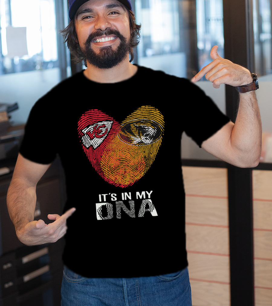 Chiefs Missouri Tigers It's In My Dna Fingerprint Heart T-Shirt
