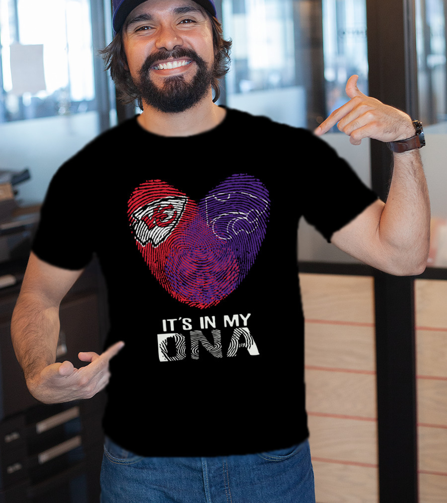 Chiefs Kansas State It's In My DNA Heart Fingerprint T-Shirt