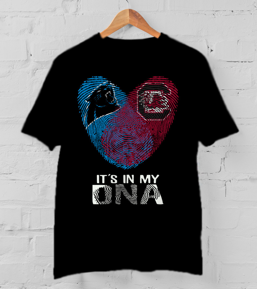 Panthers Gamecock It's In My DNA Fingerprint Heart T-Shirt
