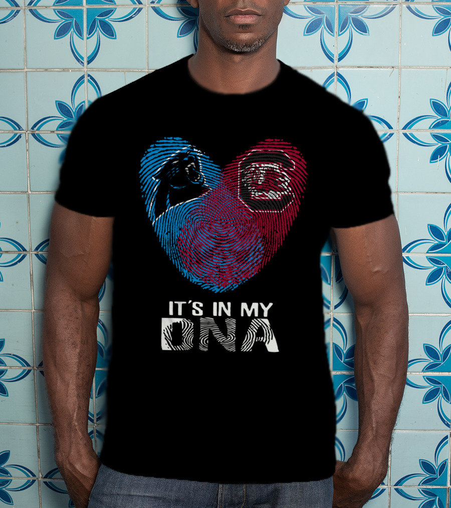 Panthers Gamecock It's In My DNA Fingerprint Heart T-Shirt