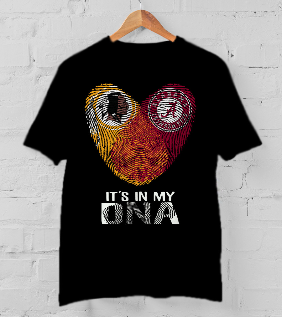 Redskins Crimson Tide It's In My Dna Fingerprint Heart T-Shirt