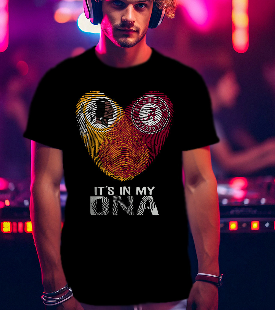 Redskins Crimson Tide It's In My Dna Fingerprint Heart T-Shirt