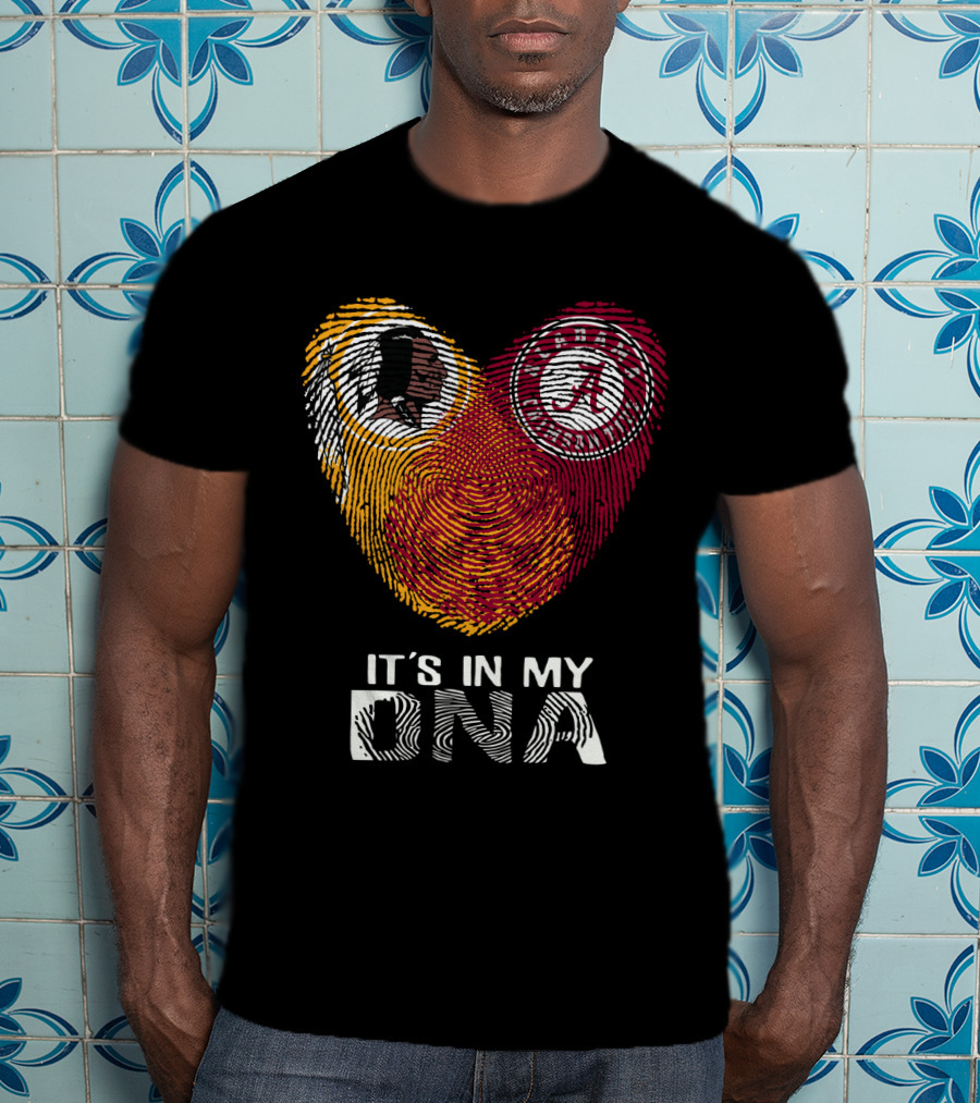 Redskins Crimson Tide It's In My Dna Fingerprint Heart T-Shirt