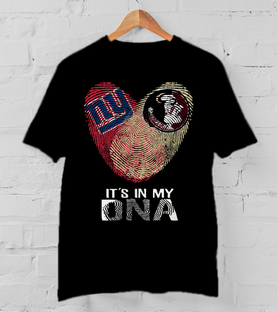 Giants Seminoles It's In My DNA Fingerprint Heart T-Shirt