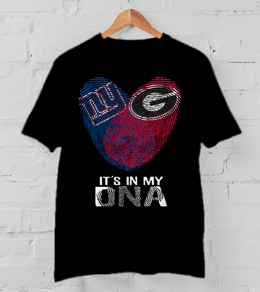 Giants Bulldogs It's In My DNA Fingerprint Heart T-Shirt