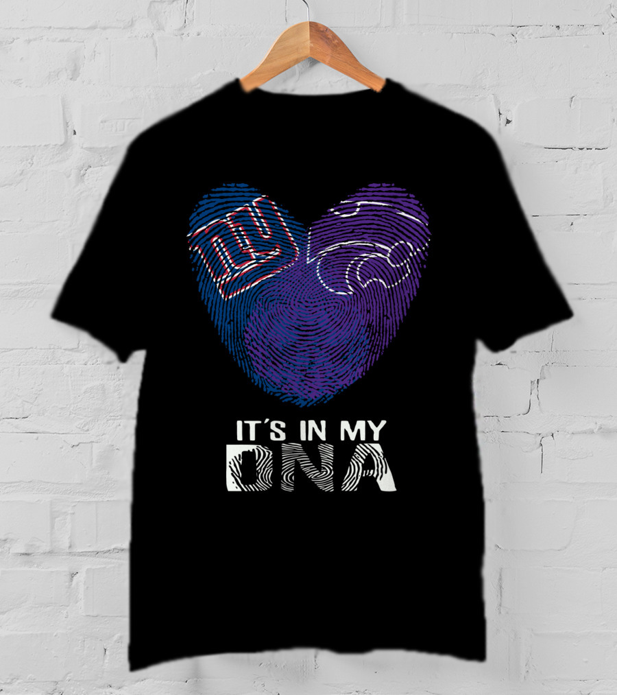 Giants Kansas St It's In My DNA Fingerprint Heart T-Shirt