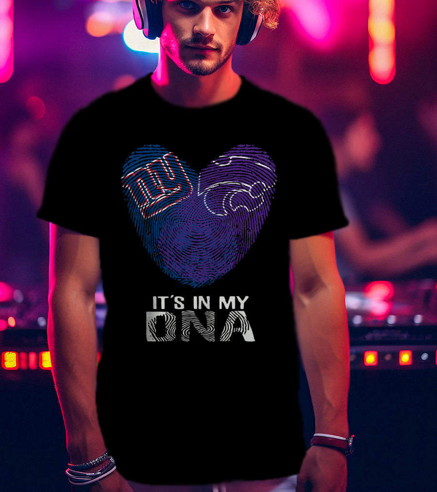 Giants Kansas St It's In My DNA Fingerprint Heart T-Shirt
