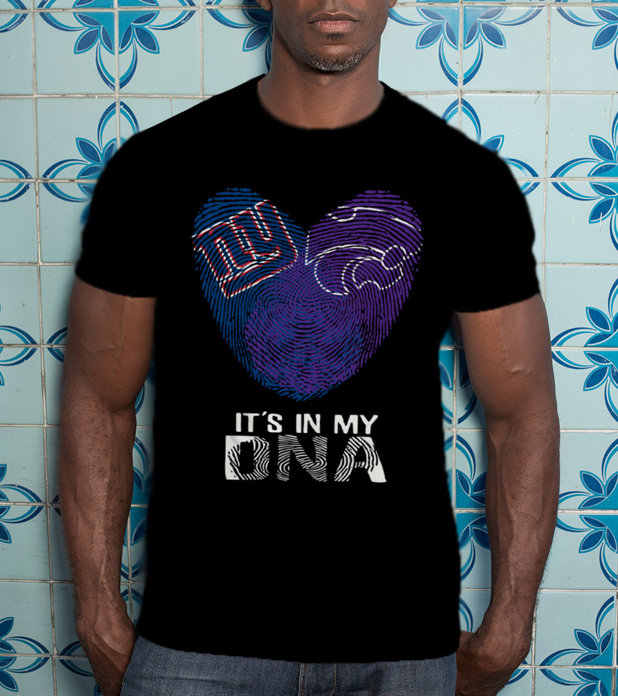 Giants Kansas St It's In My DNA Fingerprint Heart T-Shirt