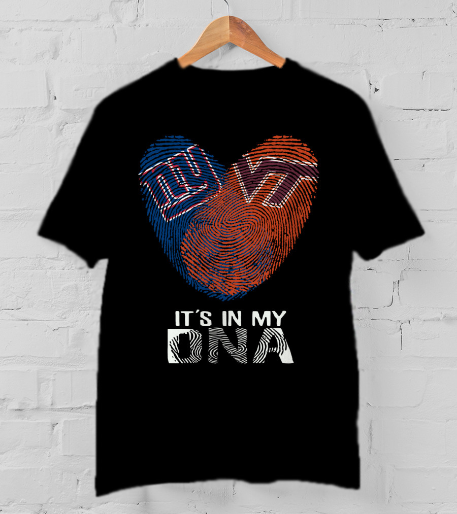Giants VT It's In My DNA Fingerprint Heart T-Shirt