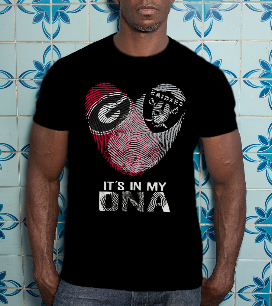 Raiders Bulldogs It's In My DNA Fingerprint Heart T-Shirt