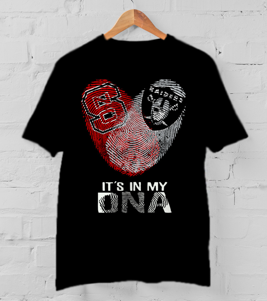 Raiders NC State It's In My DNA Fingerprint Heart T-Shirt
