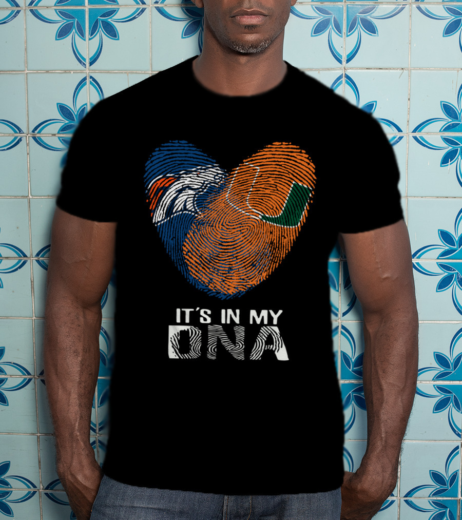 Broncos Hurricanes It's In My DNA Fingerprint Heart T-Shirt