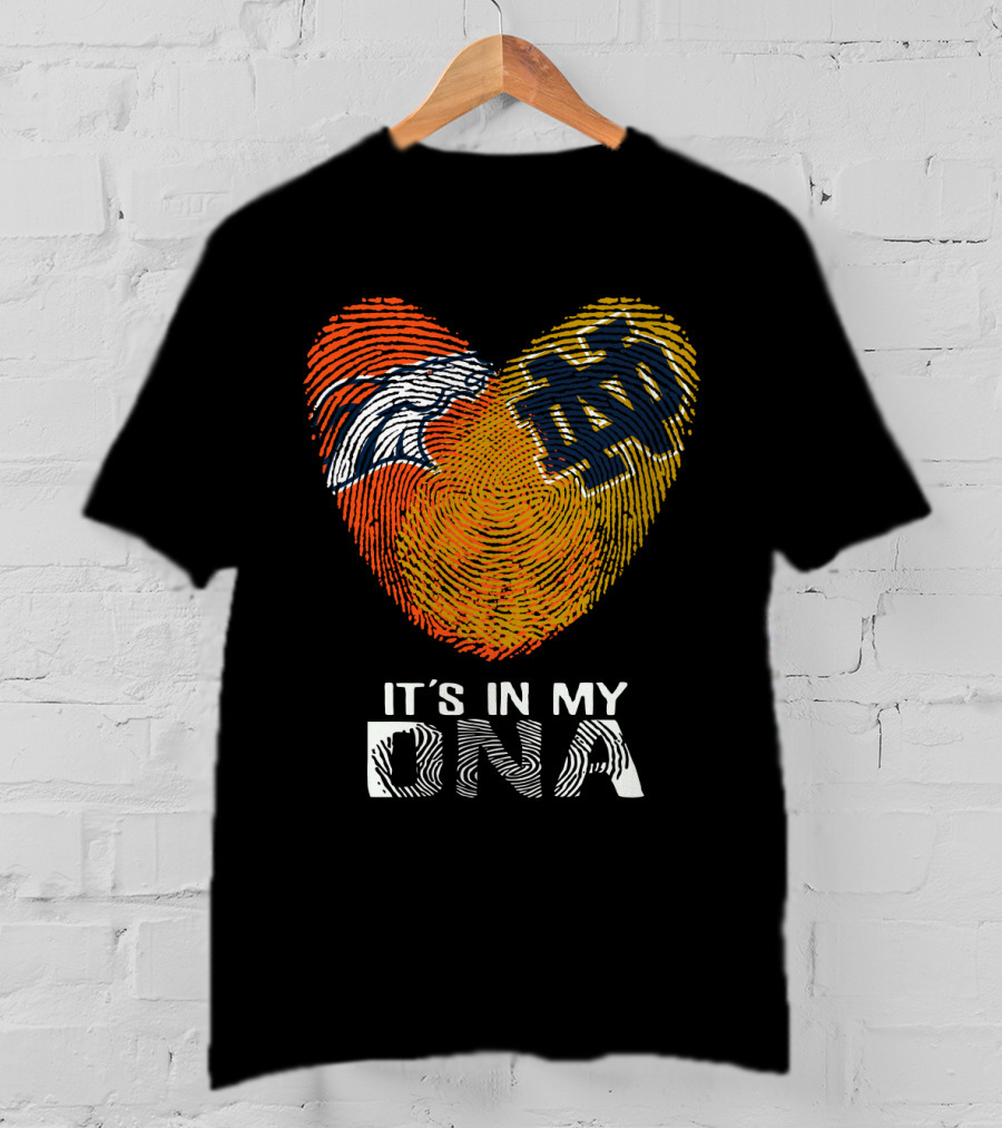 Broncos Notre Dame Fingerprint Heart It's In My DNA T-Shirt