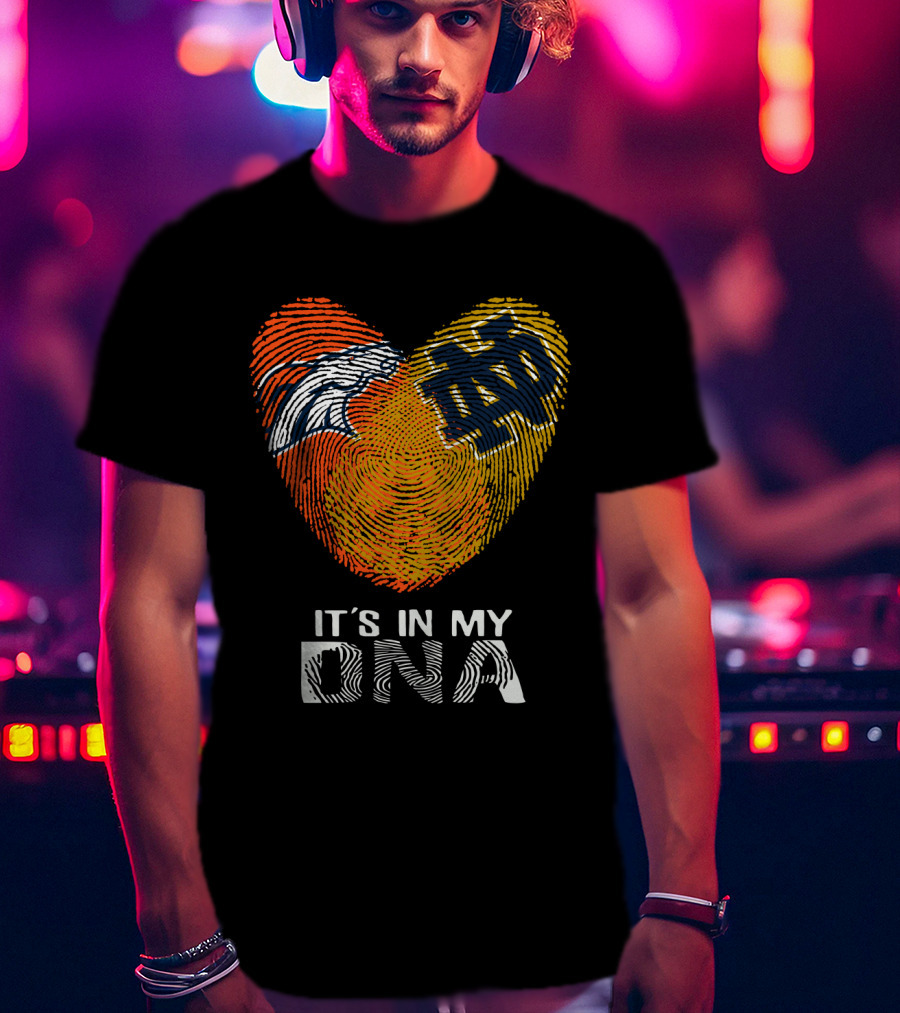 Broncos Notre Dame Fingerprint Heart It's In My DNA T-Shirt