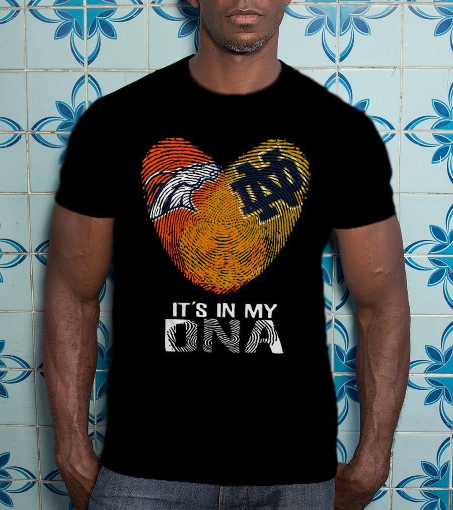 Broncos Notre Dame Fingerprint Heart It's In My DNA T-Shirt