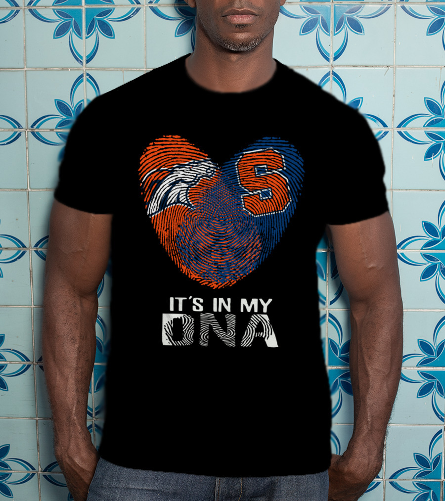 Broncos Syracuse Fingerprint Heart It's In My DNA T-Shirt