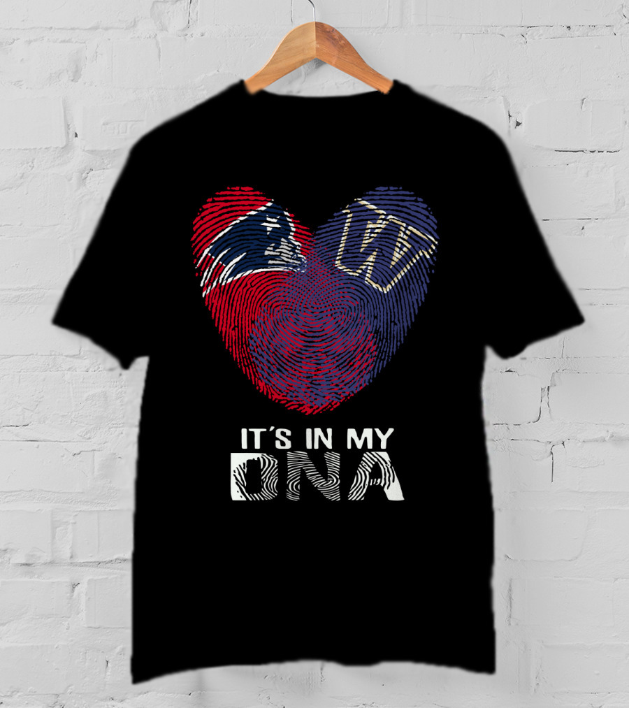 Patriots Huskies Fingerprint Heart It's In My DNA T-Shirt